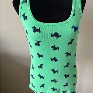 New York Laundry Green Blue Terrier Dog Tank Top Large
